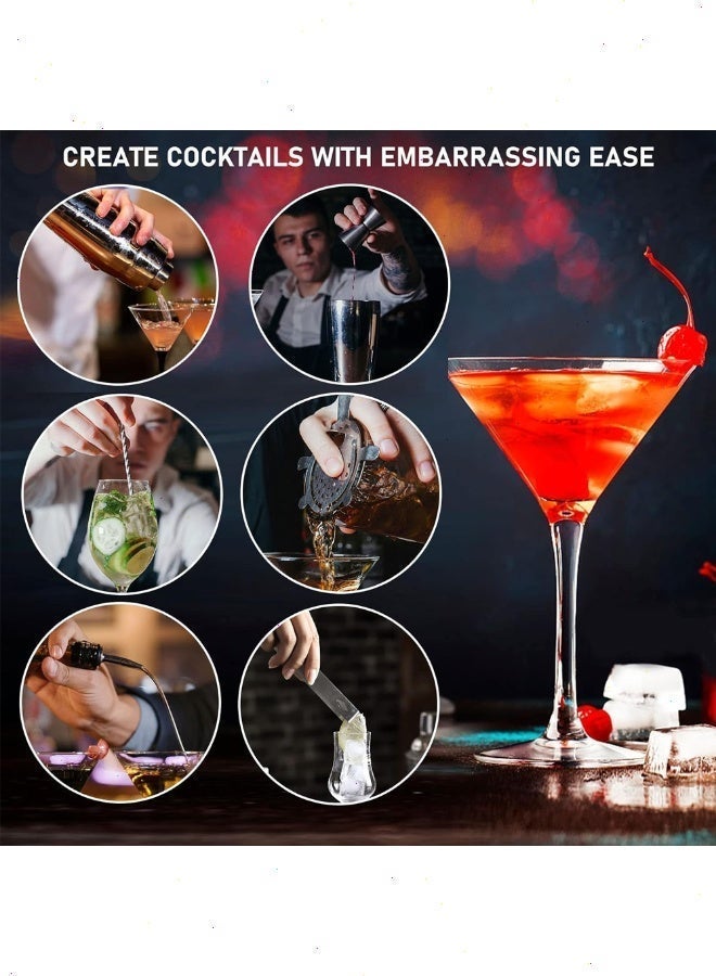 Yoawllty 10-piece bartending tool set, Martini cocktail shaker set with a stylish bamboo stand, suitable for homes and bars. - Image 5